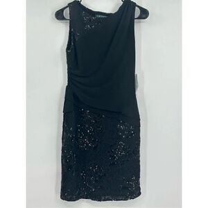 Lauren Ralph Lauren NWT size 8P black sleeveless formal midi dress